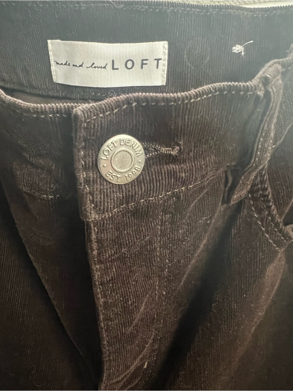 LOFT Brown Corduroy Bootcut Pants Size 8 Stretch Mid Rise Fall Classic - Picture 6 of 6
